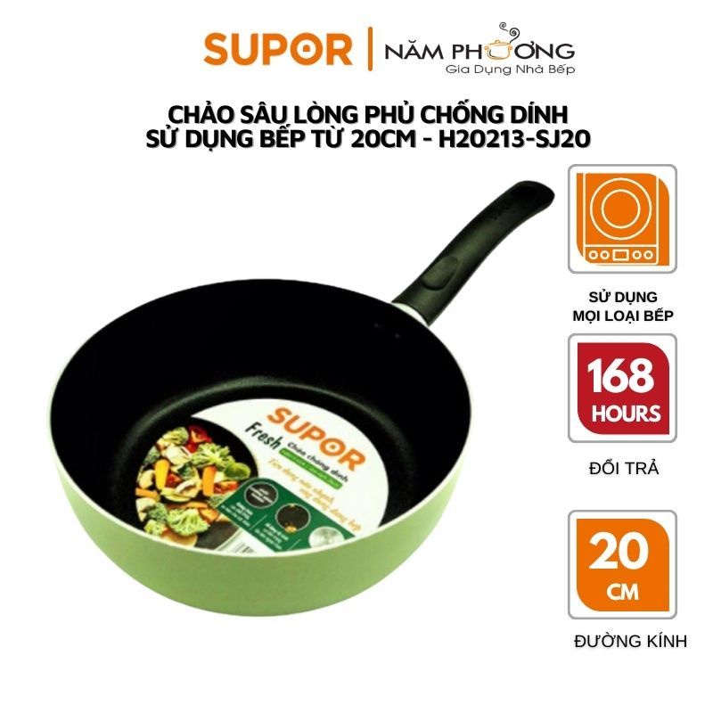 Chảo sâu dùng được bếp từ 20cm Supor chiên rán xào đa năng chính hãng H20213-SJ20