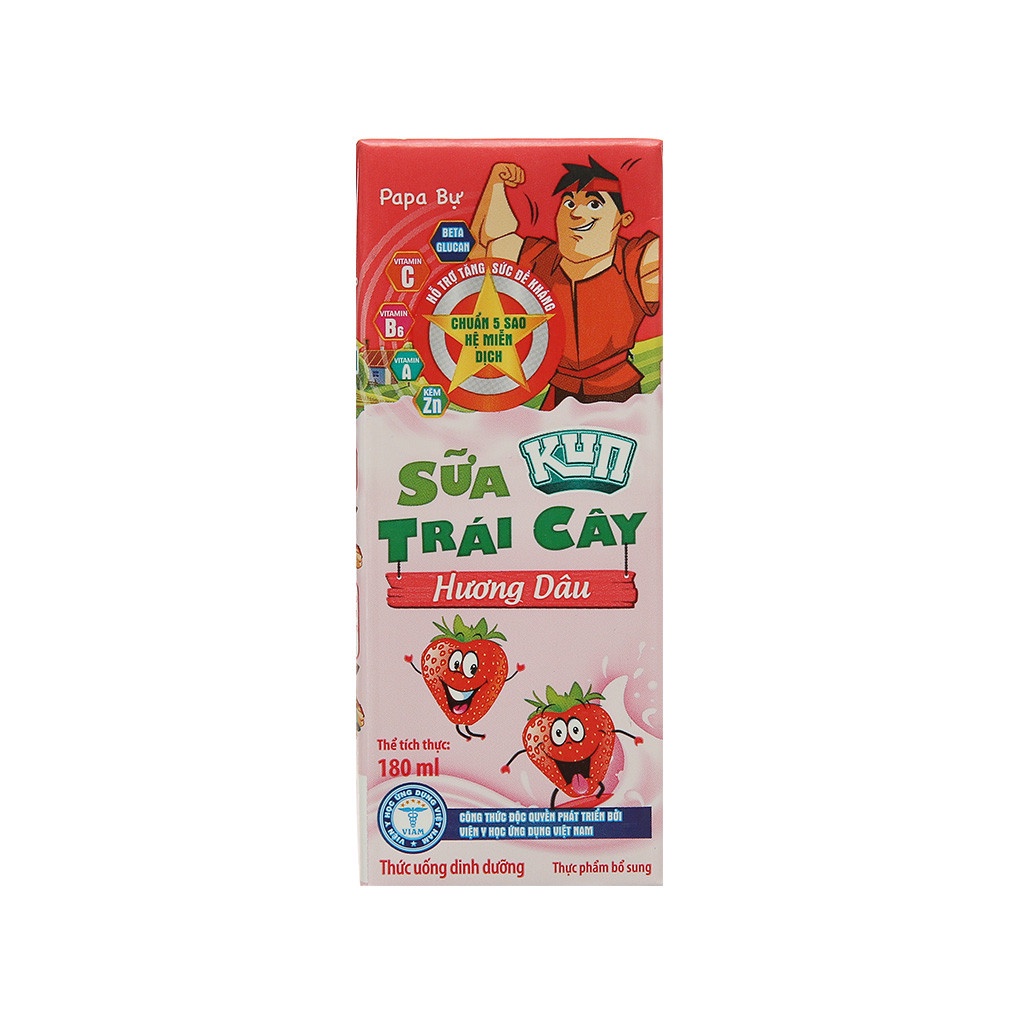[HSD T1-2024] Thùng 48 Hộp Sữa Trái Cây Kun Hương Dâu 180ml.
