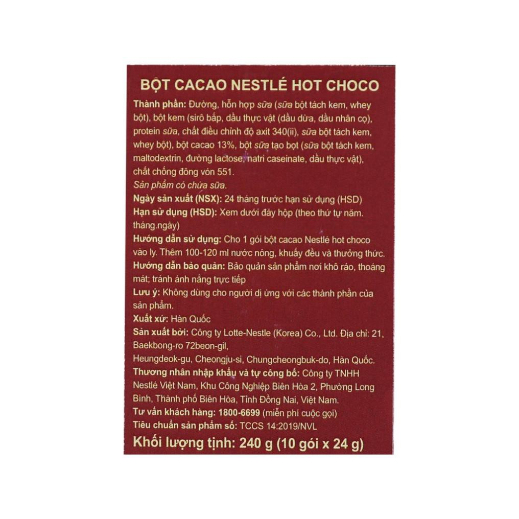 Bột ca cao Nestlé Hot Choco Original hộp 240g