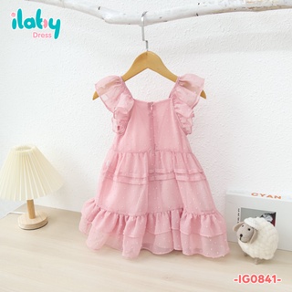 [25.6 GIẢM 40K ĐƠN 299K] Váy cho bé gái ILABY chấm hạt chất liệu tơ kèm lót thoáng mát [10IG08410322]