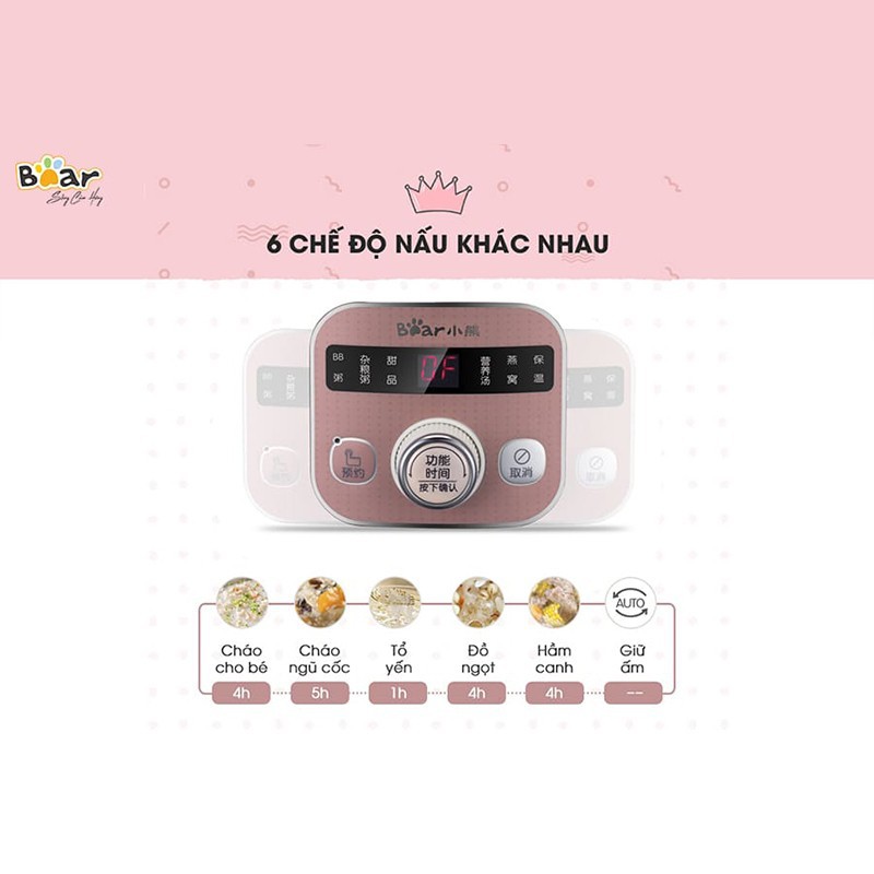 Nồi nấu cháo chậm Bear D10B1S 1 Lít - mẫu nồi nấu chậm, hầm cháo chậm cho bé, hầm thức ăn cho giá trị dinh dưỡng cao