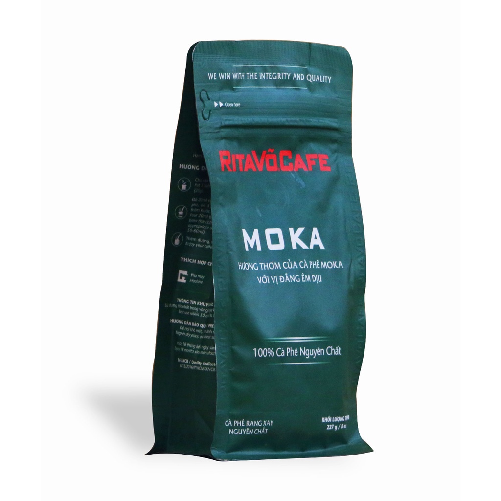 Cà phê rang xay nguyên chất cao cấp RitaVõ dòng MOKA 227G
