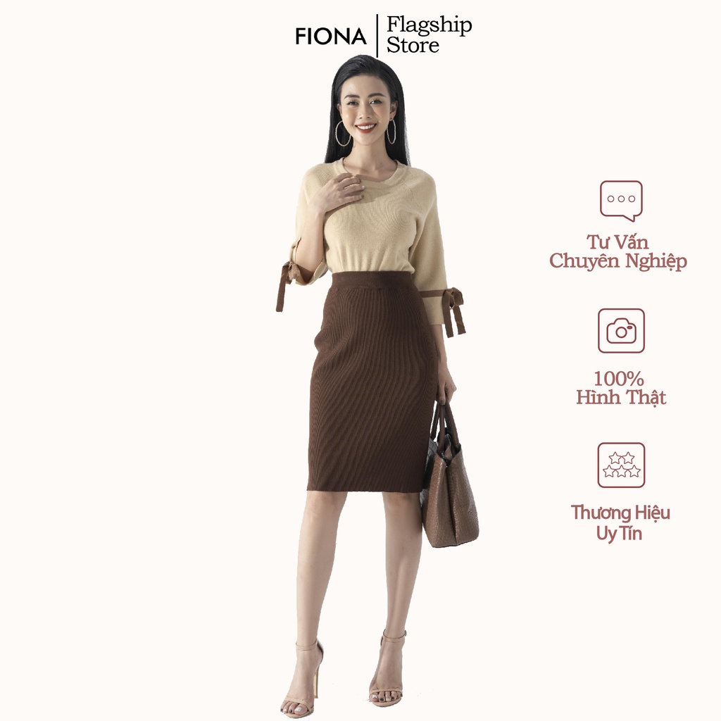 Áo Len Nữ Tay Lỡ FIONA, Áo Nữ Thu Đông Phối Nơ Tay Mã F850747