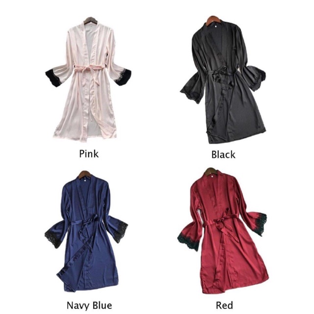 [size 42-62kg] áo choàng ngủ sexy lụa phối ren mi cao cấp