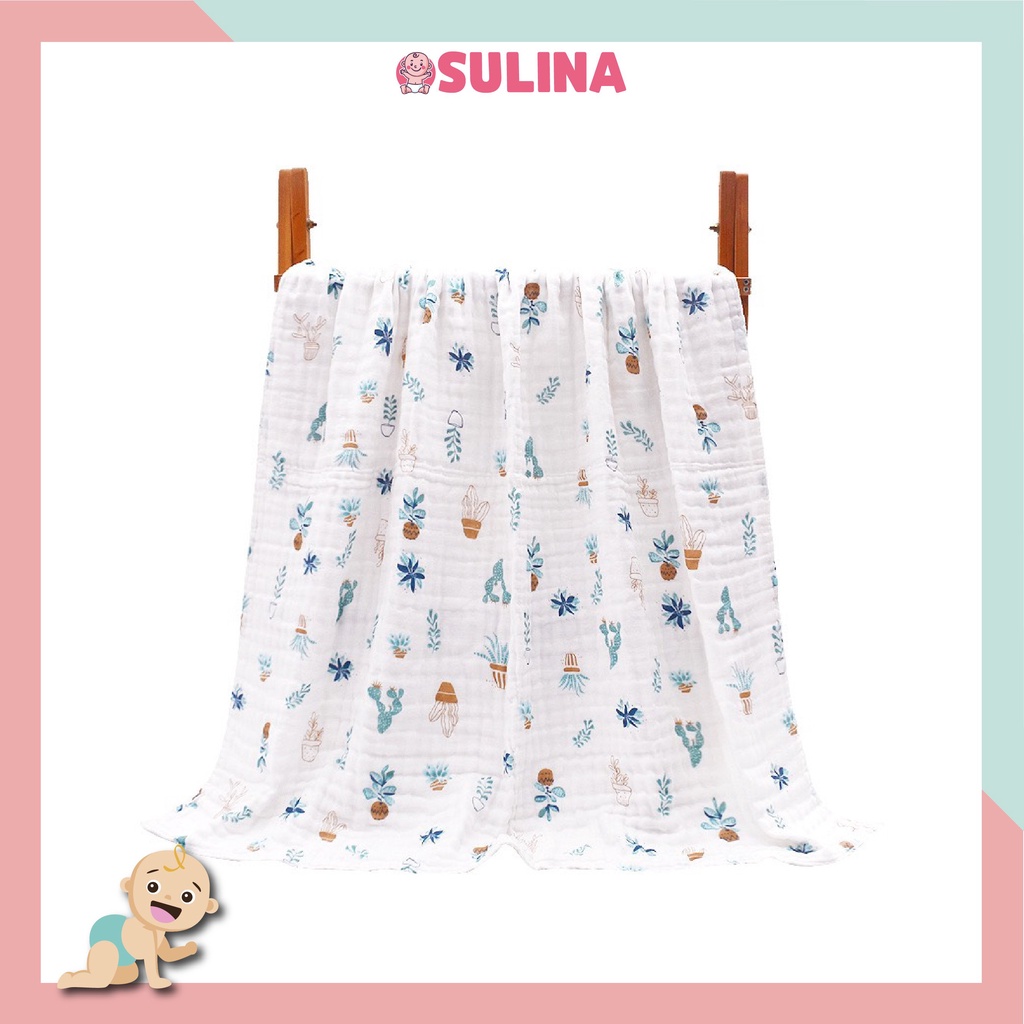 Khăn tắm xô 6 lớp loại cao cấp cho bé size 110x110cm Sulina official K03