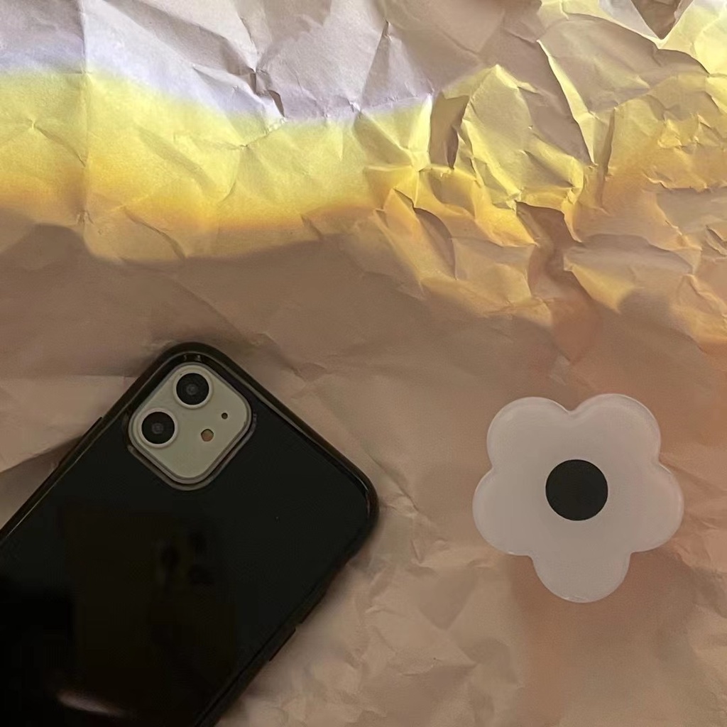 Ốp Điện Thoại tpu Mềm Màu Đen Có Giá Đỡ Hình Hoa macaron Cho iphone 14promax 13 12 pro max 11 pro max xs max xr x 7 8 plus