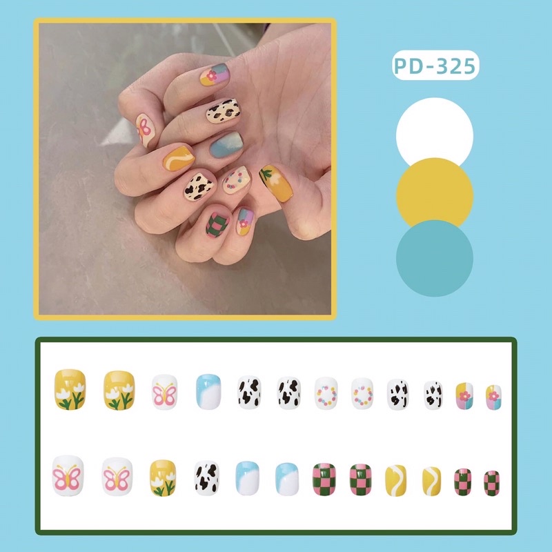 Nailbox 24 móng hoạ tiết cute form ngắn tiện lợi dễ dùng