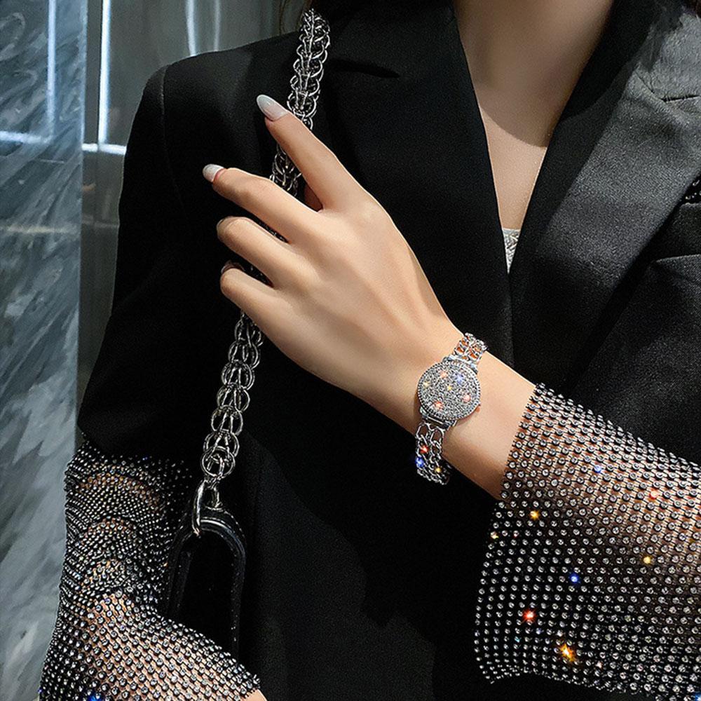 Vòng Tay Hợp Kim Hình Đồng Hồ Đính Đá Sang Trọng Phong Cách Hip Hop