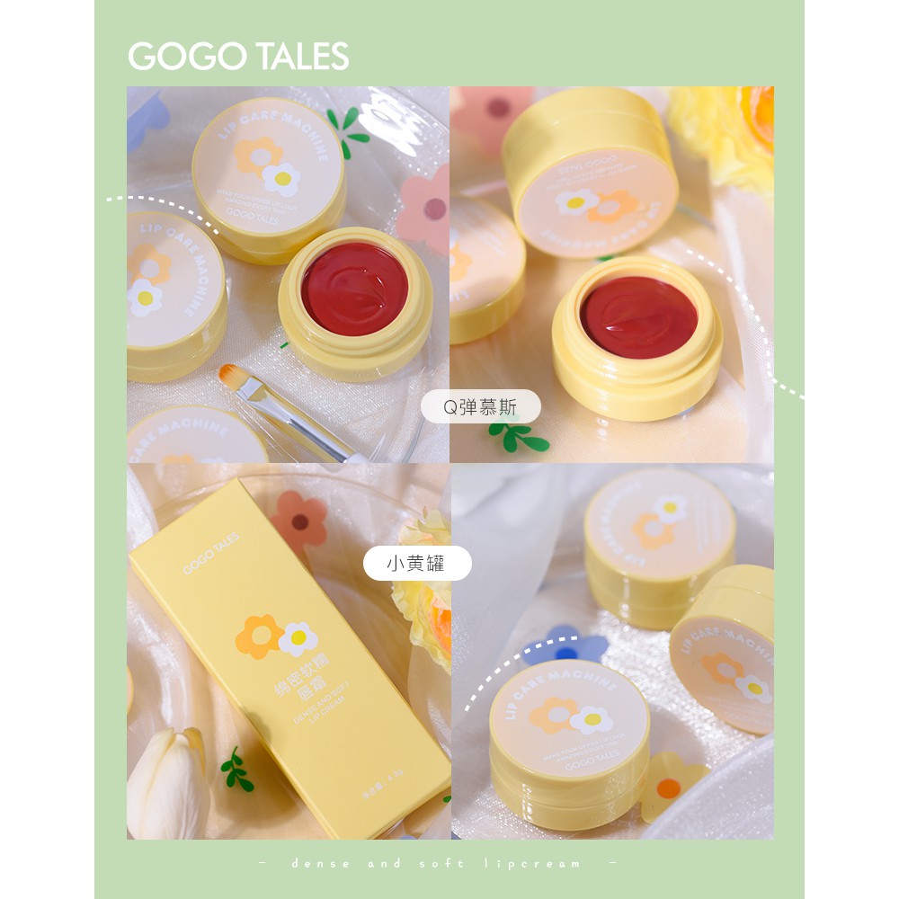 Son Dưỡng hũ Giấc Kích Màu Sau Xăm GOGO TALES hoa vàng(kèm cọ)