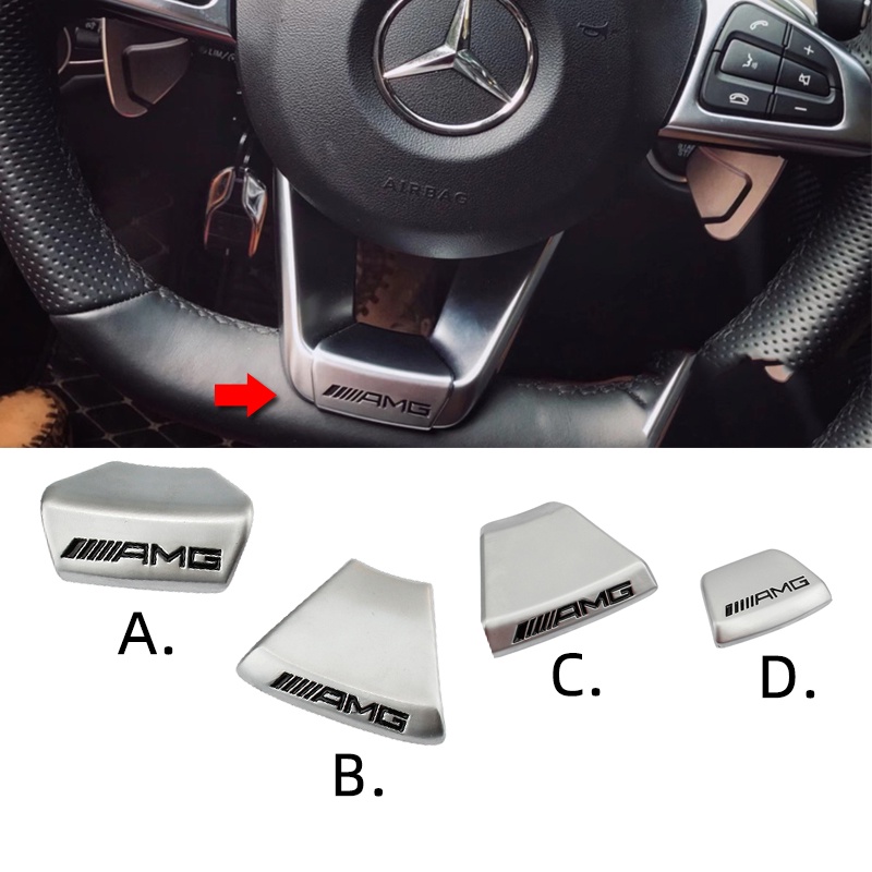 1 ✿ Logo AMG 3D Bằng Kim Loại Trang Trí Vô Lăng Xe Hơi Mercedes Benz A / C / E / S class CLA GLC class AMG