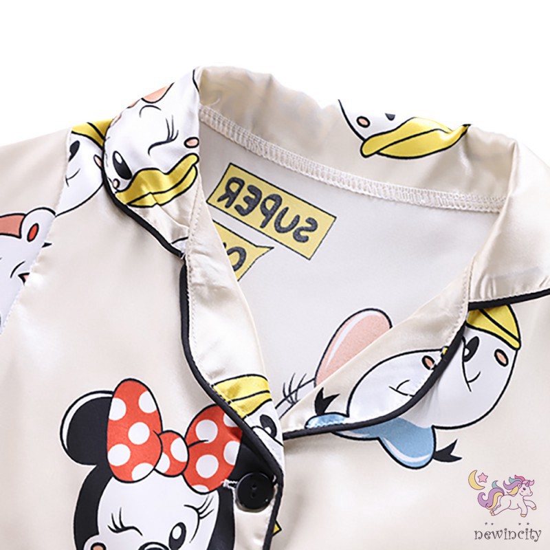 Bộ Đồ Ngủ Ngắn Tay In Họa Tiết Hoạt Hình Dễ Thương Dành Cho Bé Gái