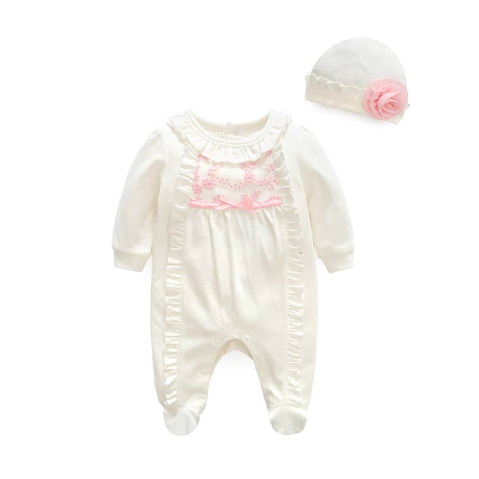 Body hồng liền tất kèm mũ cho bé từ đầy tháng - 12M