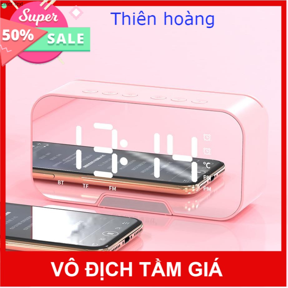 Loa bluetooth kiêm đồng hồ báo thức nghe nhạc ,đài FM Màn hình tráng gương G10 có màn hình led báo giờ ,pk thiên hoàng .