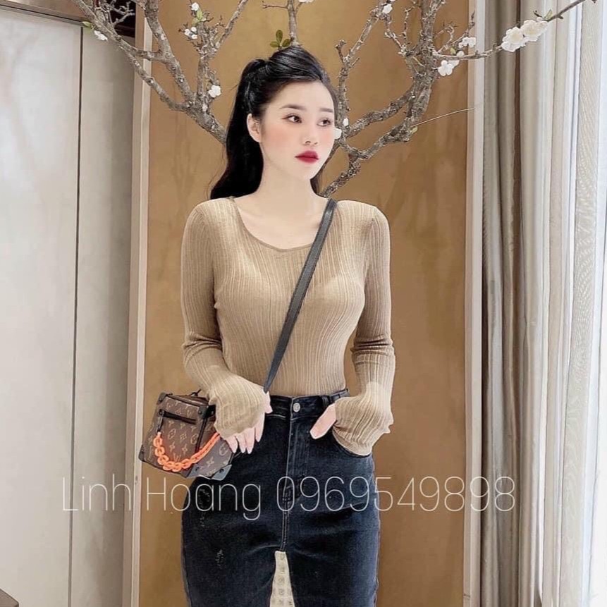 Áo croptop nữ Bingshop vải thun tăm dài tay xỏ ngón nhiều màu