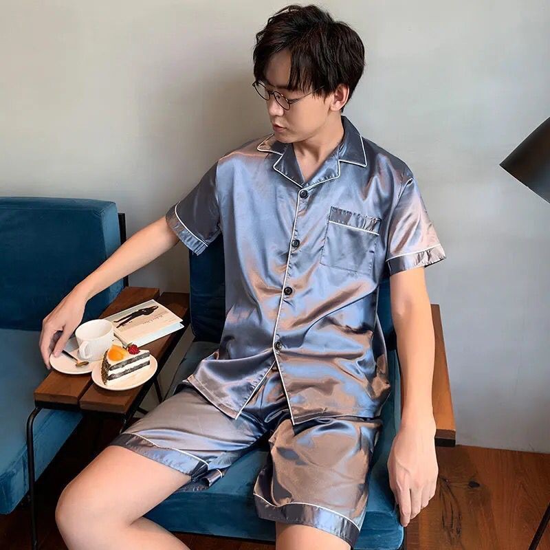 đồ ngủ  Nam Đồ ngủ lụa băng của giới mùa hè ngắn tay phần mỏng thu mô phỏng kích thước lớn bình thường thanh niên p | BigBuy360 - bigbuy360.vn