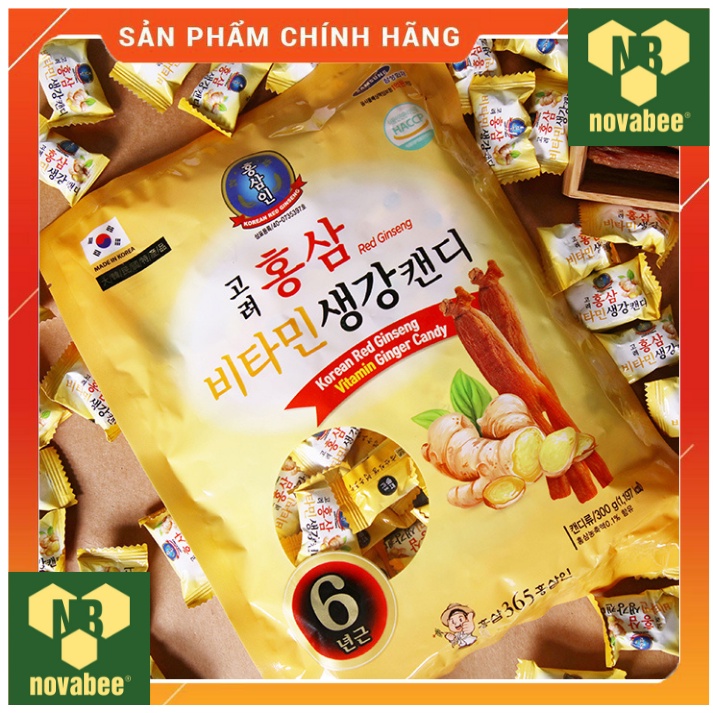 Kẹo Sâm Hương Gừng Korean Red Ginseng Vitamin Ginger Candy 300g Hàn Quốc
