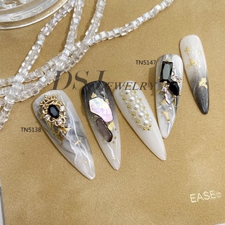 Set 5 Charm đá đen cao cấp trang trí móng đá sáng lấp lánh