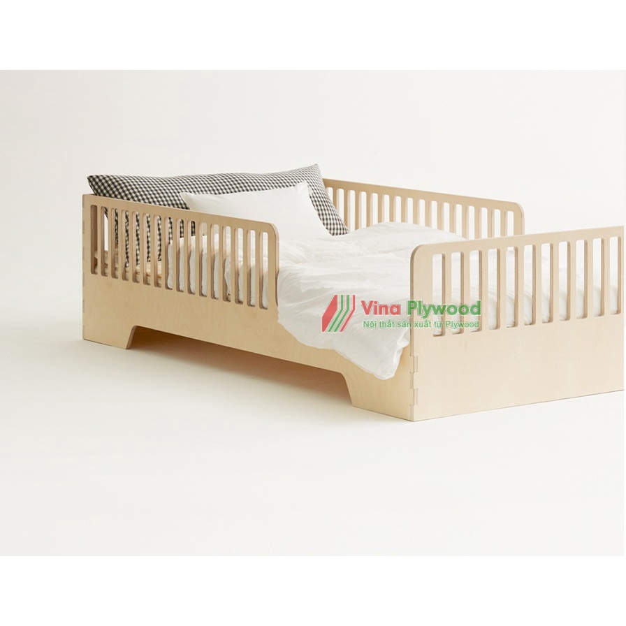 Giường cũi trẻ em chất liệu plywood phủ melamin an toàn với trẻ em