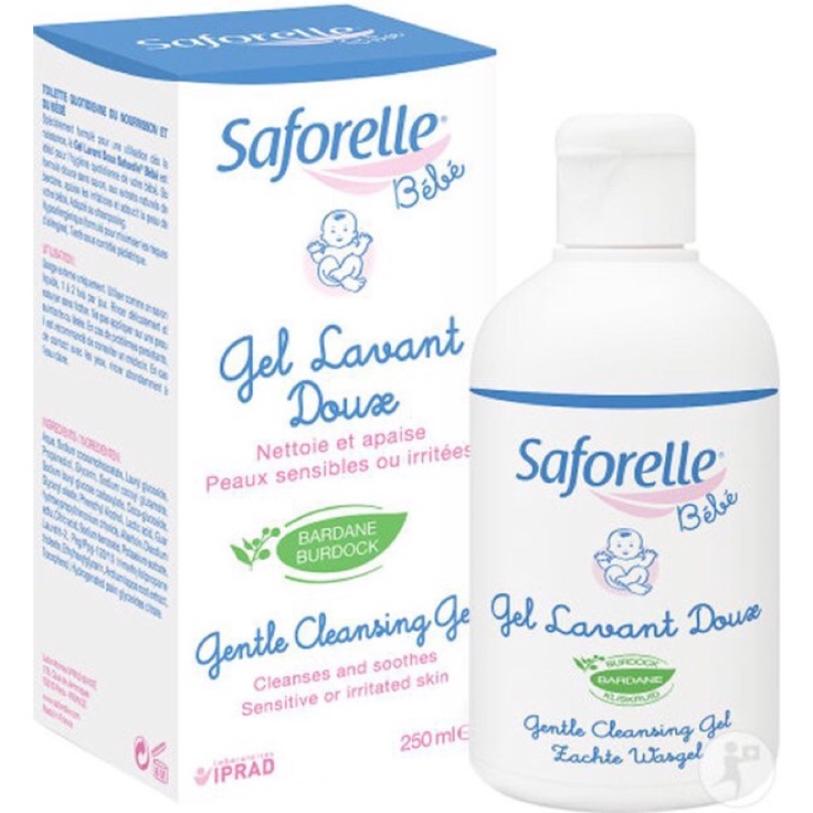 Gel tắm dịu nhẹ cho bé Saforelle Bebe Gentle Cleansing Gel an toàn cho trẻ sơ sinh và trẻ nhỏ (Chai 250ml)