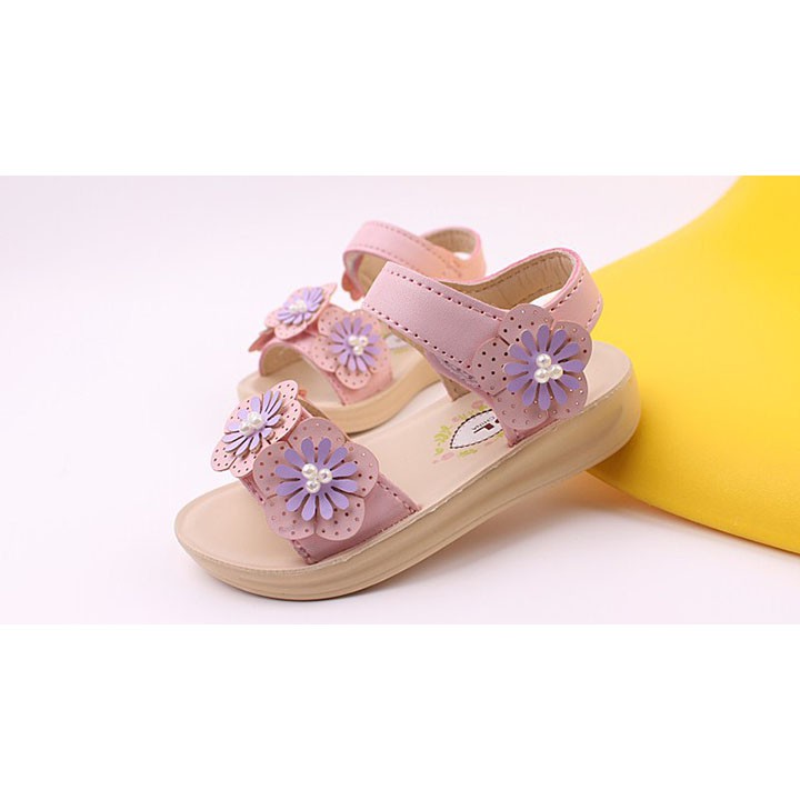 Giày sandal cho bé gái từ 1-3 tuổi quai ngang đính hoa (form lớn) PD413