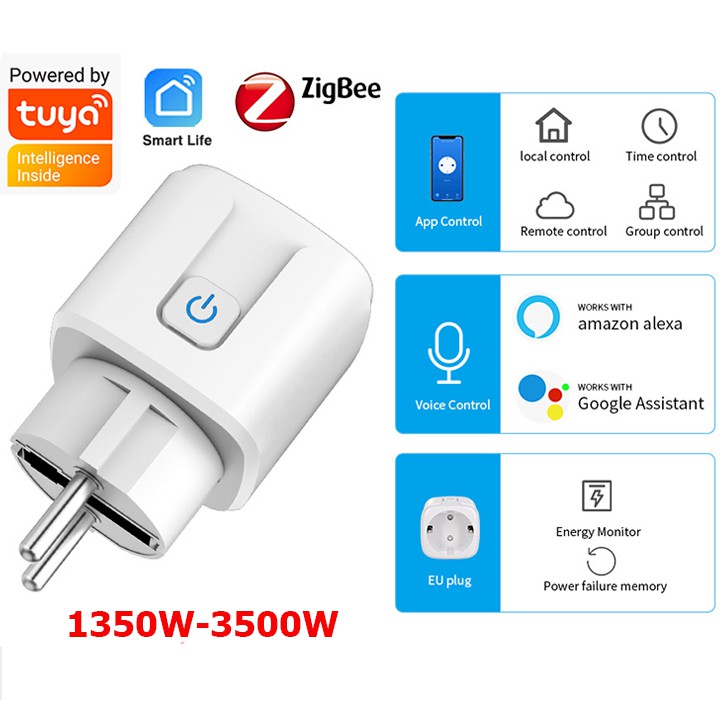 Ổ Cắm Wifi Điều Khiển Từ Xa 15A TUYA ,SMART LIFE công tắc điều khiển từ xa wifi