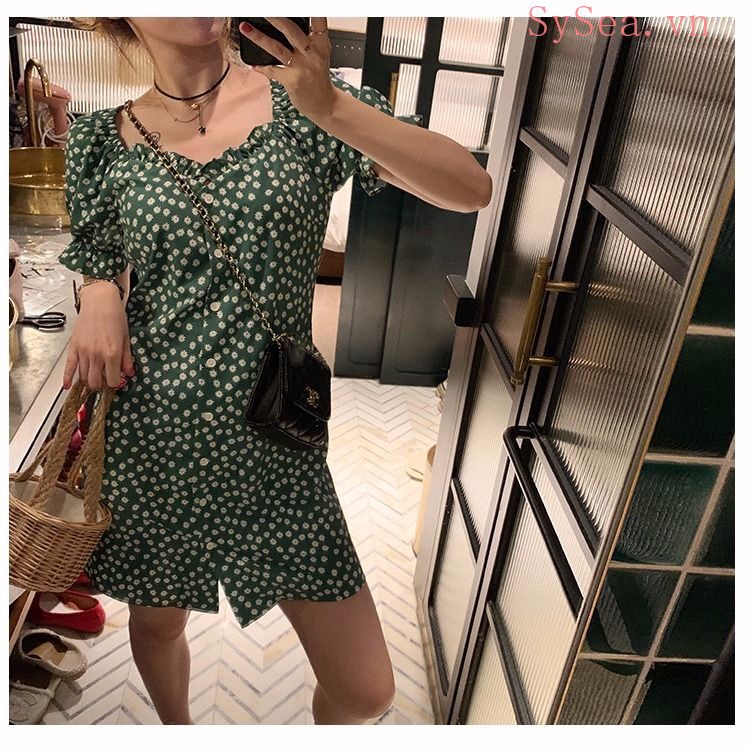 Đầm Voan Hoa Phong Cách Retro Dành Cho Nữ