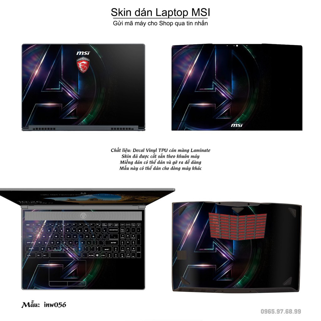 Skin dán Laptop MSI in hình Inifinity War (inbox mã máy cho Shop)