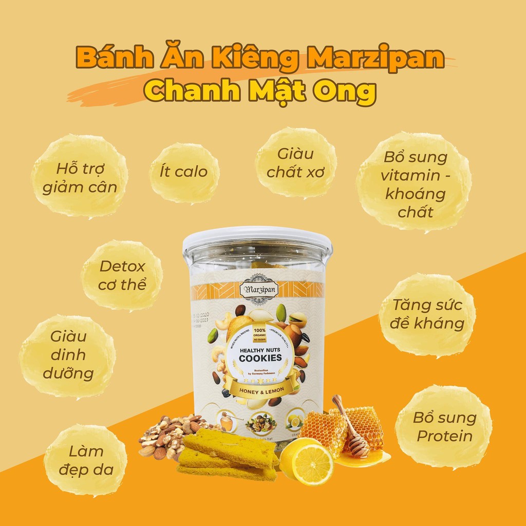 Bánh dinh dưỡng ăn kiêng mứt chanh mật ong không đường Mazipan Tăng sức đề kháng dùng ăn kiêng ăn chay eat clean tập gym