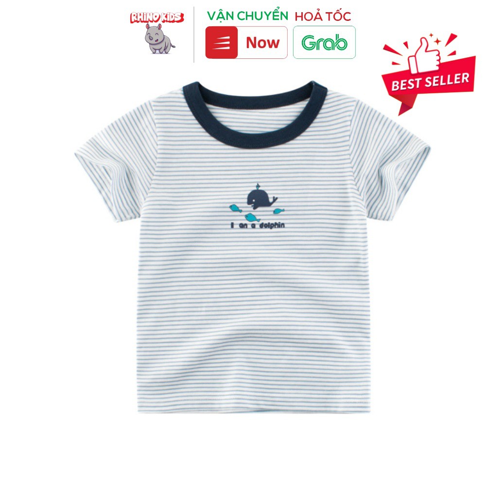 Áo bé trai 27KIDS áo thun cho bé in hình cá heo DOLPHIN cute vui nhộn chất cotton hàng xuất Âu Mỹ 100% cotton