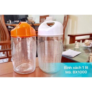 Bình thuỷ tinh nắp nhựa xách 1lit