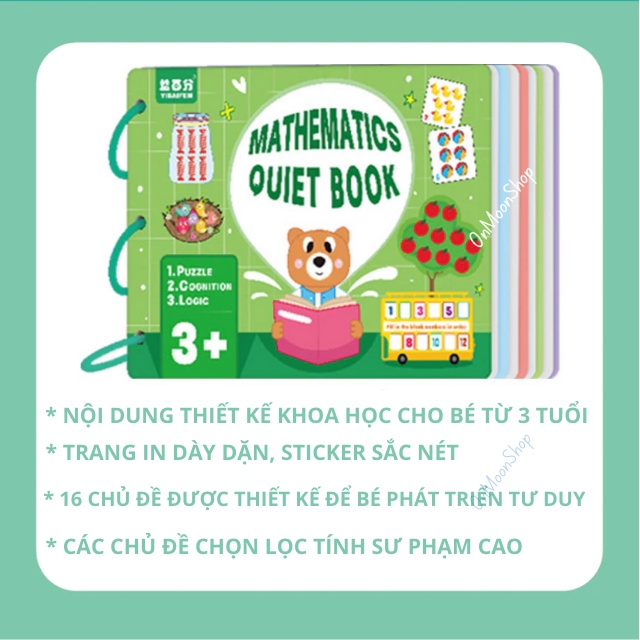 Học liệu bóc dán Montessory cho bé, học liệu busy book bóc dán thông minh cho bé từ 3 tuổi