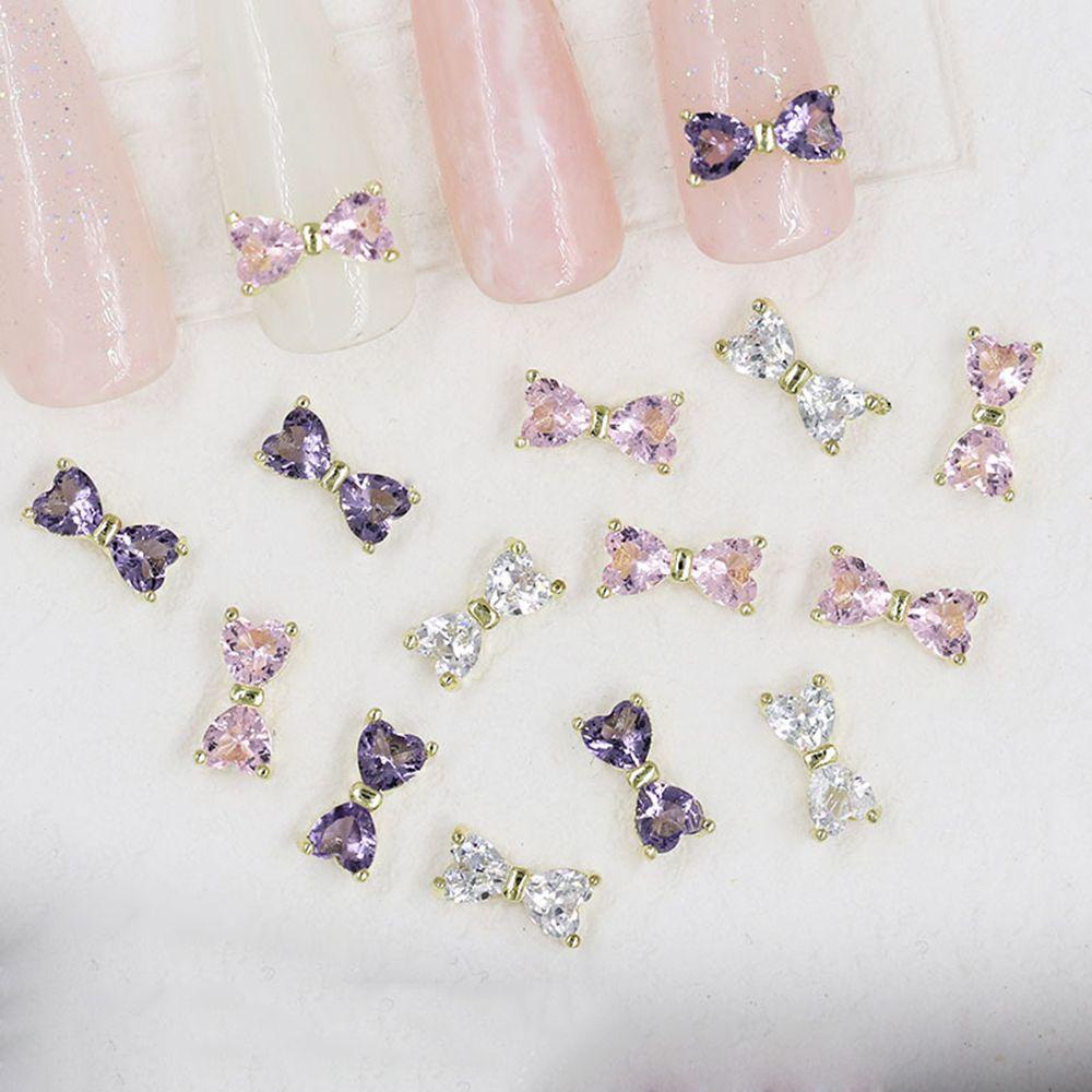 Phụ Kiện Trang Trí Móng Tay Hình Nơ Đính Đá Lấp Lánh Thời Trang DIY