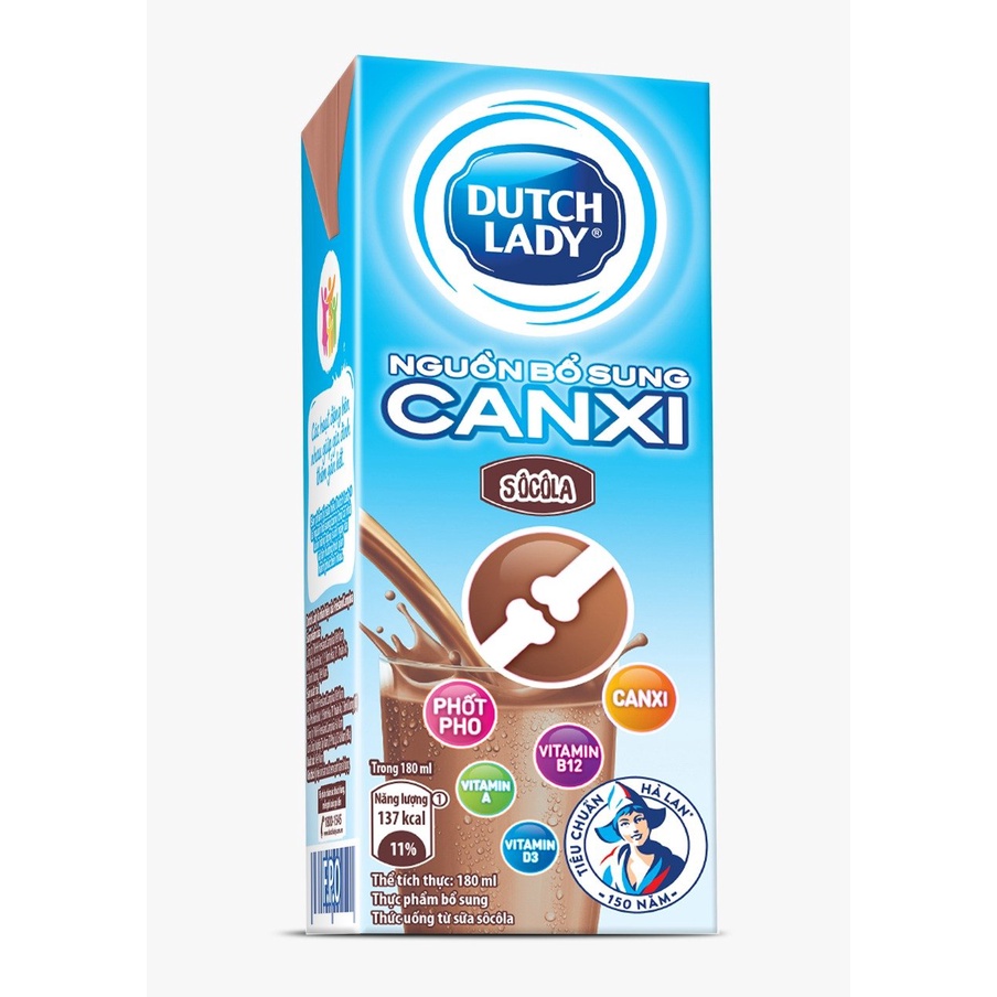 1 Thùng 48 Hộp Sữa Tươi Tiệt Trùng Dutch Lady Cô Gái Hà Lan Socola Bổ Sung Canxi (48X180ml)