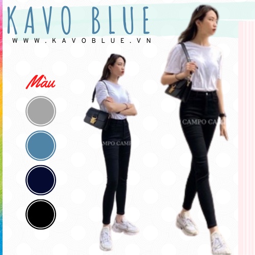 Quần Bò Nữ Dáng Ôm KAVO BLUE Co Giãn 4 Chiều Cao Cấp 505