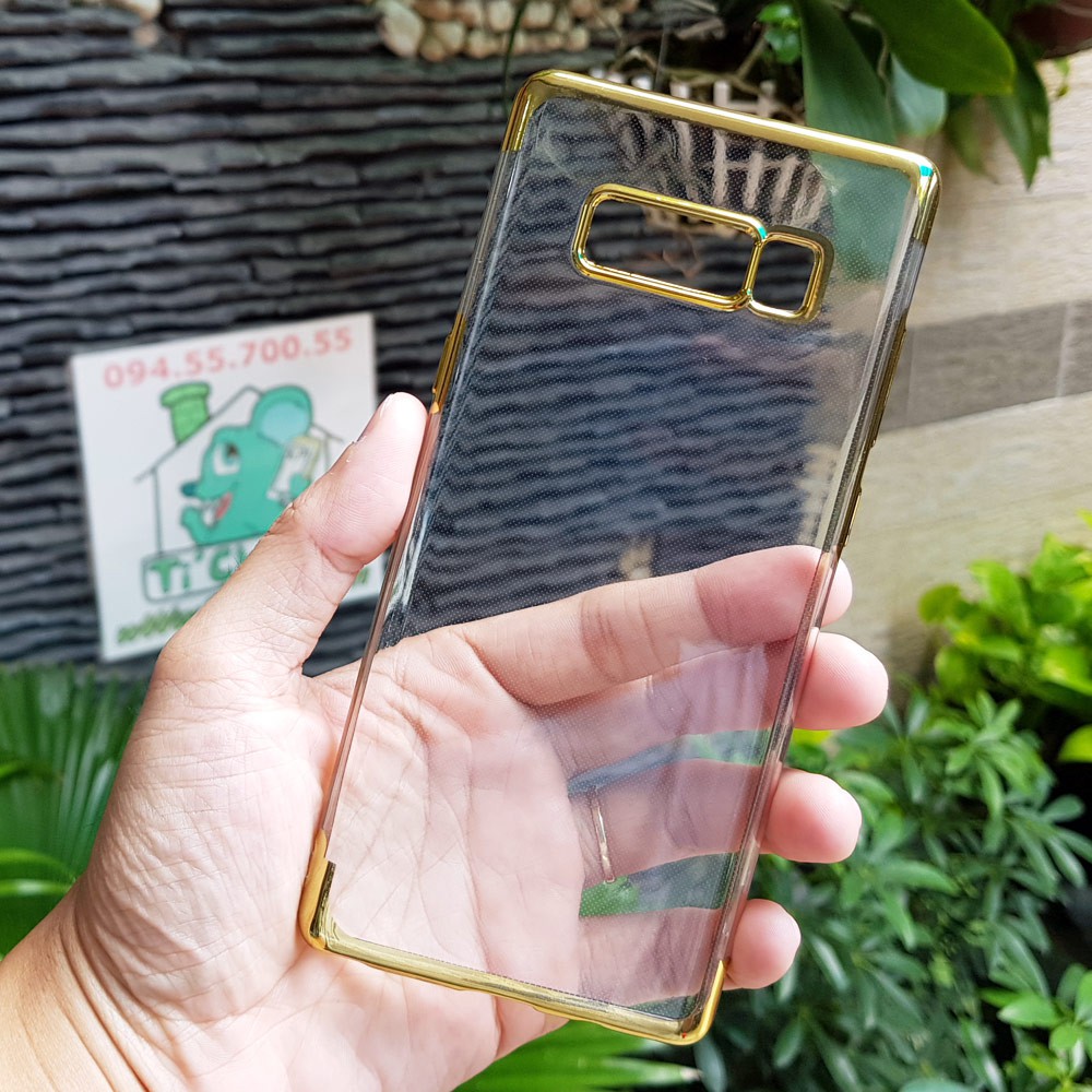 Ốp lưng Samsung Note 8 Dẻo Trong Suốt Viền Xi Màu