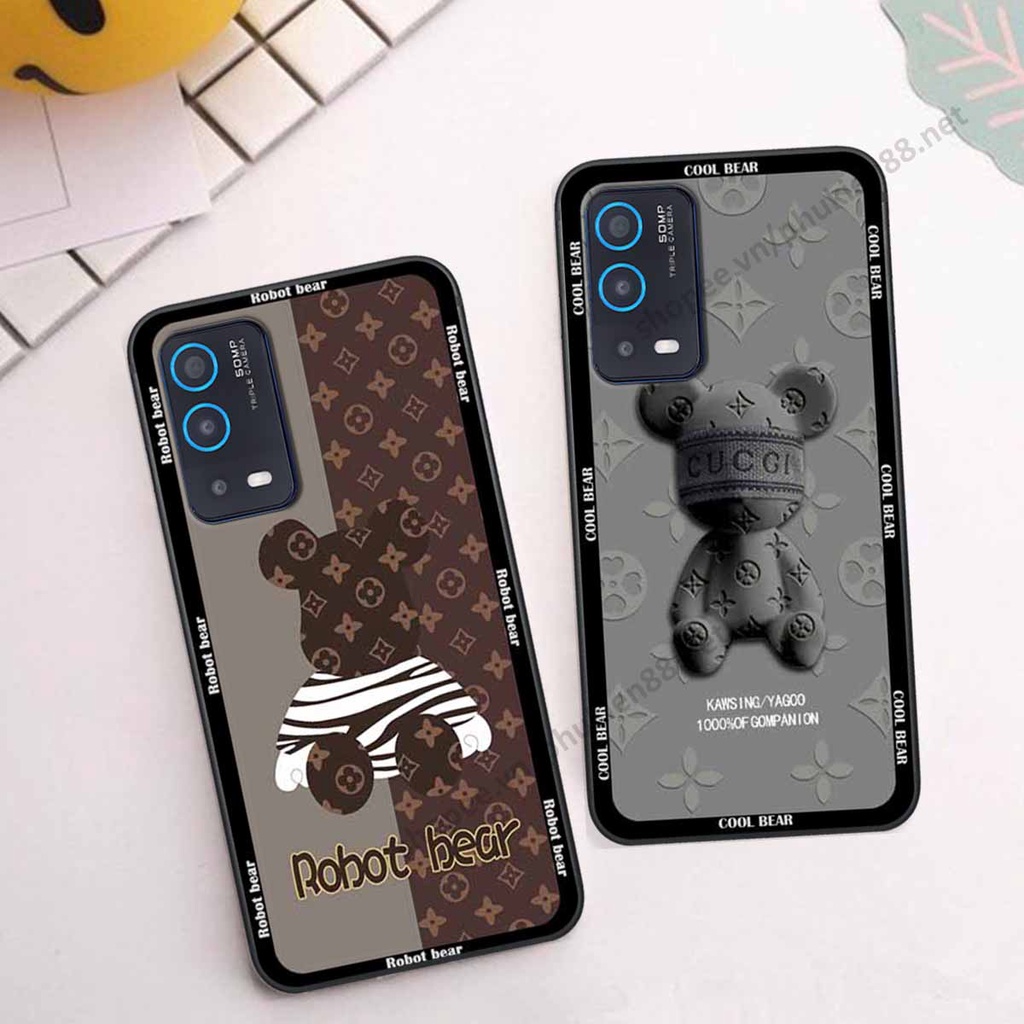 Ốp Oppo A54 / A55 bear, k@ws thương hiệu phong cách ốp lưng thời trang cao cấp