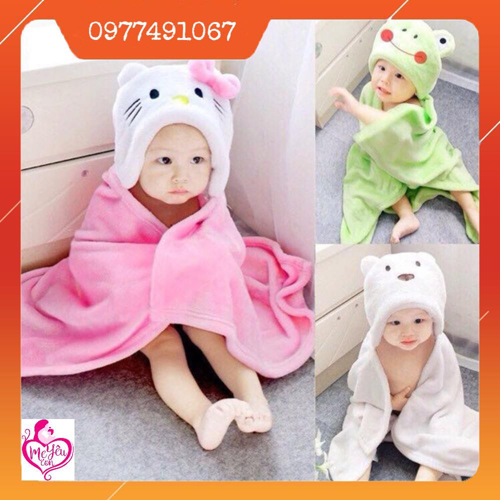 Chăn Ủ Có Mũ Hình Thú Lông Tuyết Siêu Mềm Cho Bé