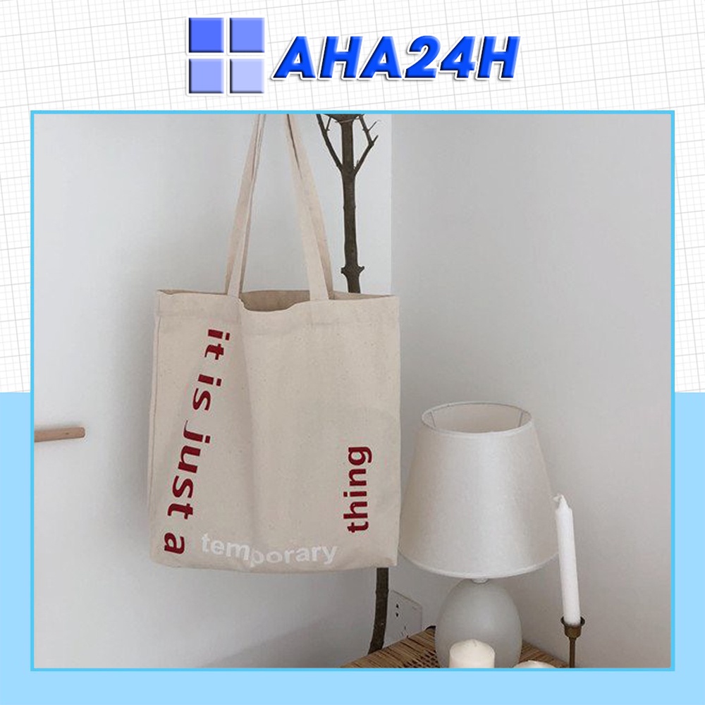 Túi tote vải canvas đi học đi chơi có khóa kéo hàn quốc đeo vai in It is just a think AH1650