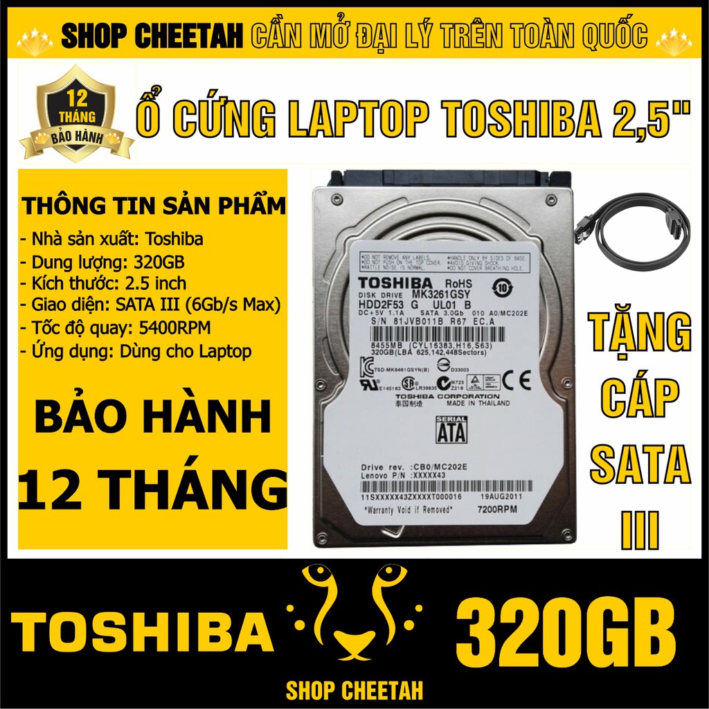 HDD 2.5” Toshiba 320GB – Ổ cứng Laptop chính hãng – Bảo hành 12 tháng – Mới 99% – Tháo từ máy nhập khẩu