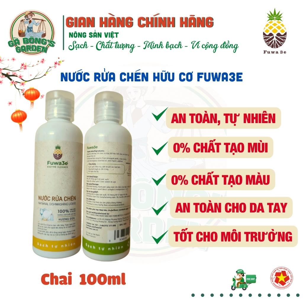 Nước Rửa Chén Hữu Cơ Fuwa3e Eco-enzyme An toàn cho da nhạy cảm Chai 100ml