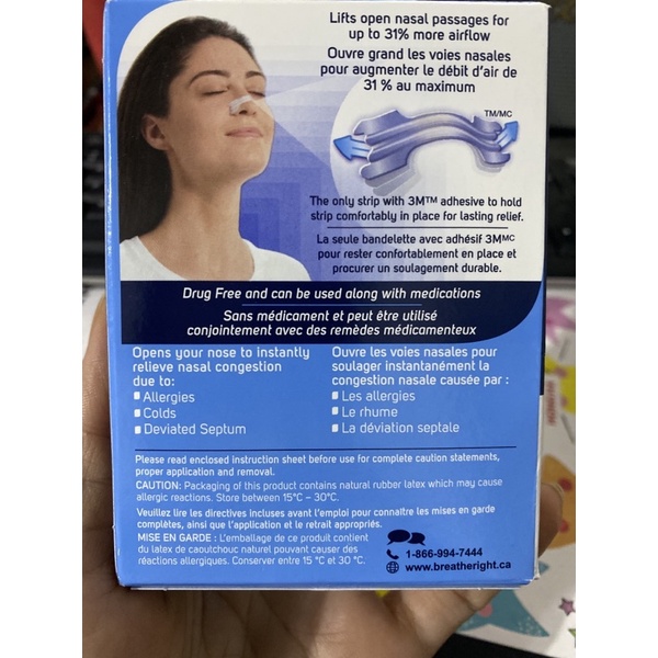 Miếng dán chống ngáy Breathe Right - mỹ- Tách lẻ