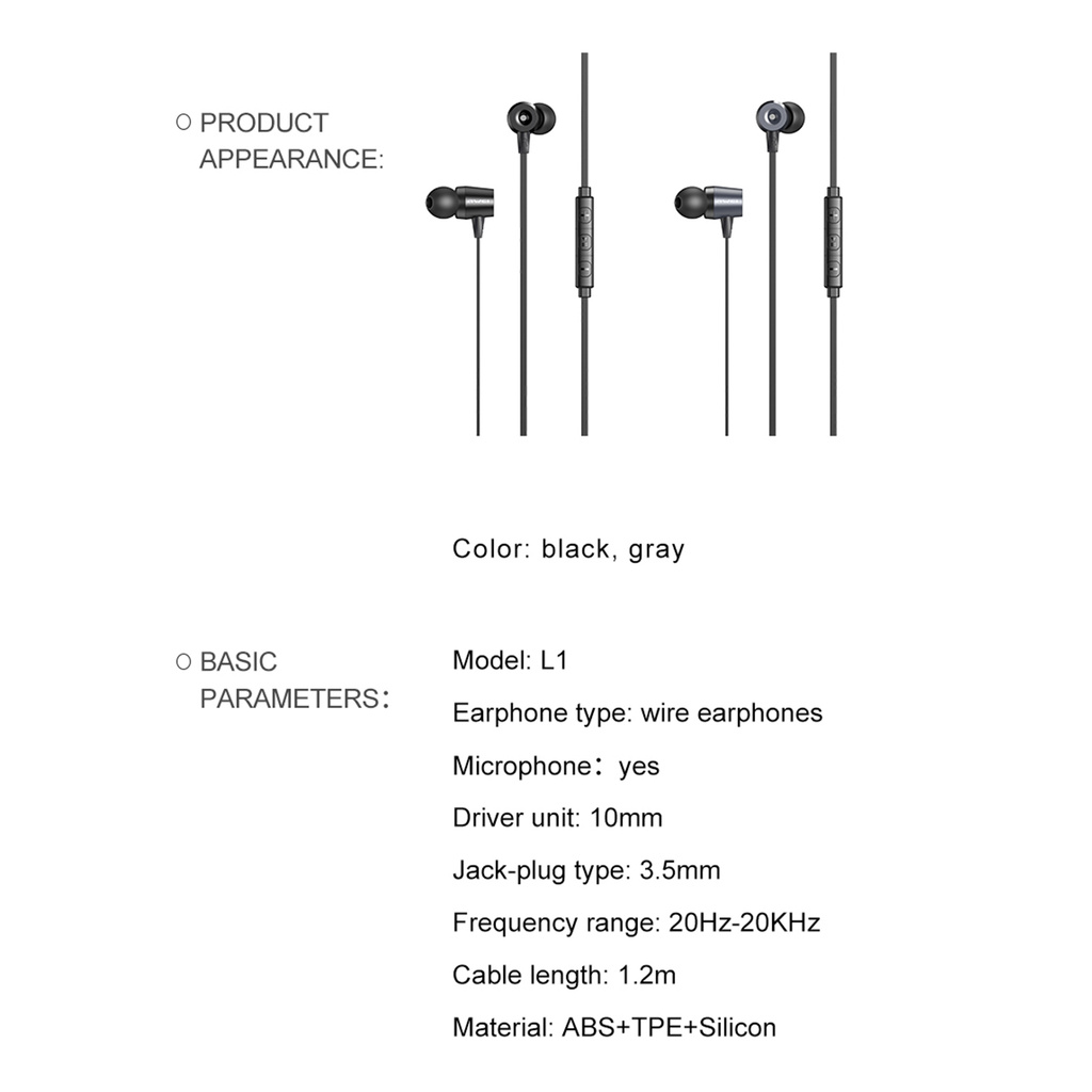 Tai Nghe Nhét Tai Ms L1 Có Mic Cho Mp3 | BigBuy360 - bigbuy360.vn