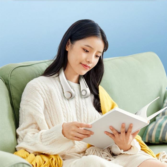 Quạt mini đeo cổ không cánh tiện dụng - 3 tốc độ 2000mah mini có cổng USB tiện lợi,hàng chính hãng bh 12 tháng - CN25