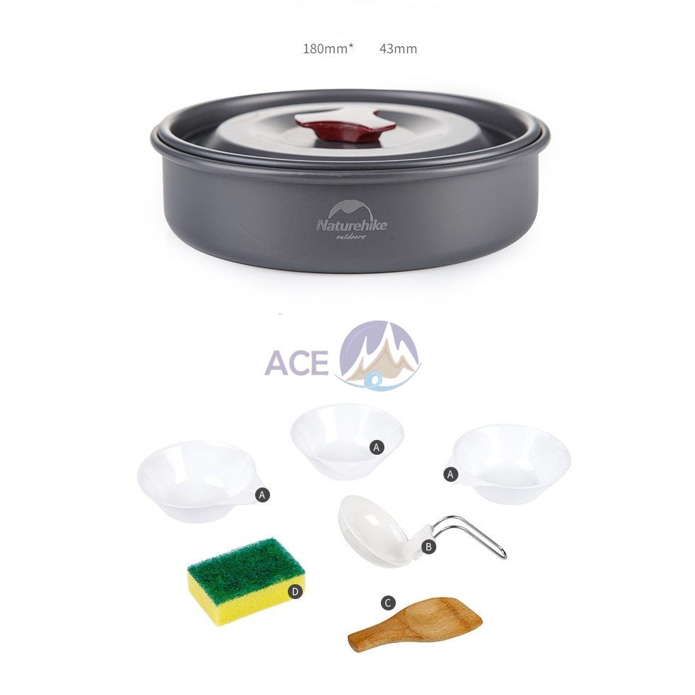 Bộ nồi nấu ăn gọn nhẹ 3 in1 NatureHike NH15T203-G