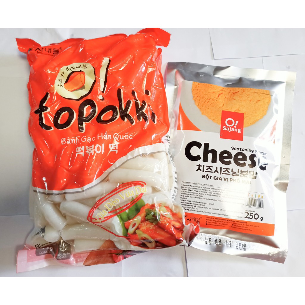 combo 1kg bánh gạo Topokki kèm gói 250g bột phô mai Cheese