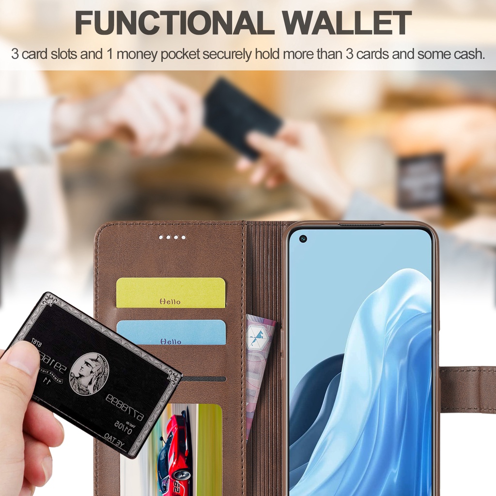 Ốp Điện Thoại Da Gấp Nam Châm Chống Sốc Cho OPPO Reno7 Z Reno7 5G Global Reno6 Reno5 Pro Fan Edition S22 Ultra S21 S20 Plus