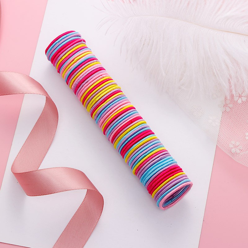 Set 50 dây buộc tóc thiết kế co giãn nhiều màu sắc dành cho nữ