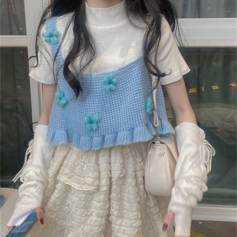 Áo Hai Dây Dệt Kim Họa Tiết Hoa Thời Trang Mùa Hè Dễ Phối Đồ Cho Nữ