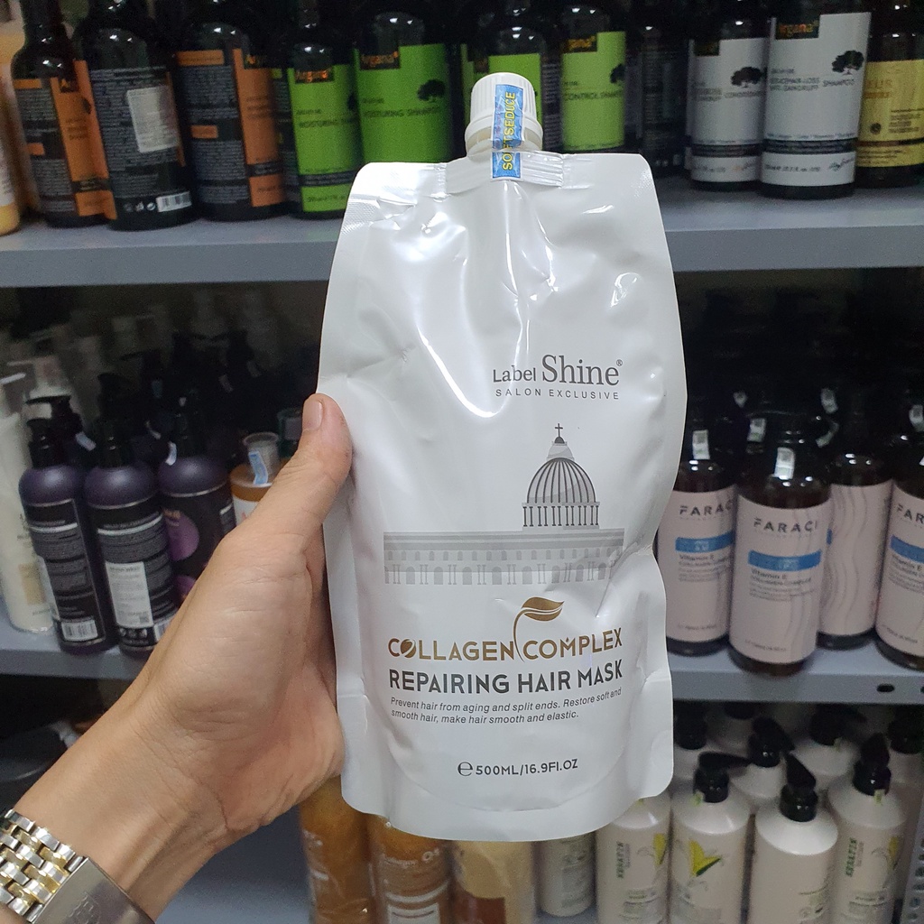 Dầu Gội Label Shine siêu mượt dưỡng ẩm phục hồi tái tạo cấu chúc tóc hương thơm nước hoa quý phái cặp 750ml chính hãng