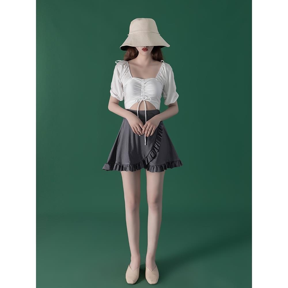 Bộ đồ bơi dáng ôm hở bụng phong cách Nhật Bản thời trang mùa hè dành cho nữ